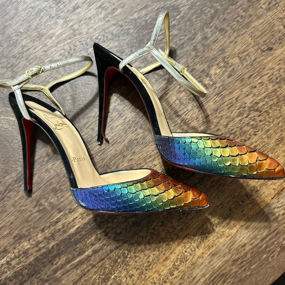Christian Louboutin Multicolor metallic python stiletto with ankle strap - Picture 4 of 4